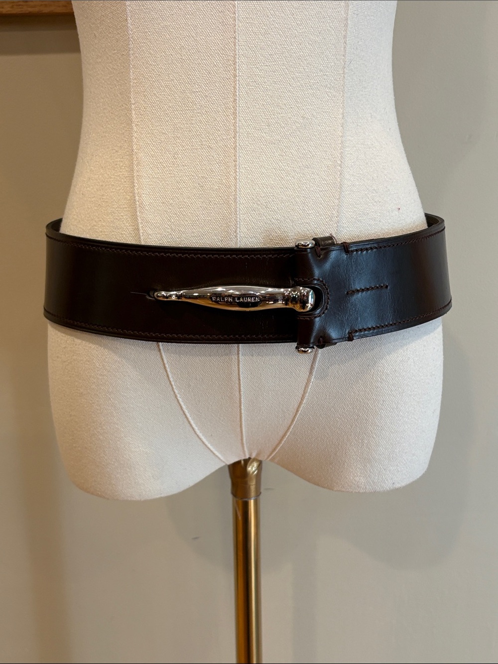 Vintage Ralph Lauren Equestrian Leather Belt Toggle Buckle Made in England Small